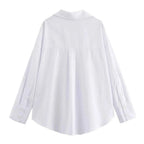 Women Fashion Spring Cotton Oxford Long Sleeve Single-breasted Lapel Blouse Street Clothing Shirt Chic Ladies Tops Mujer