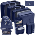 7/8/9/10-Pcs Travel Organizer Packing Cubes Set – Portable Luggage Storage Bags for Clothes, Shoes & Accessories