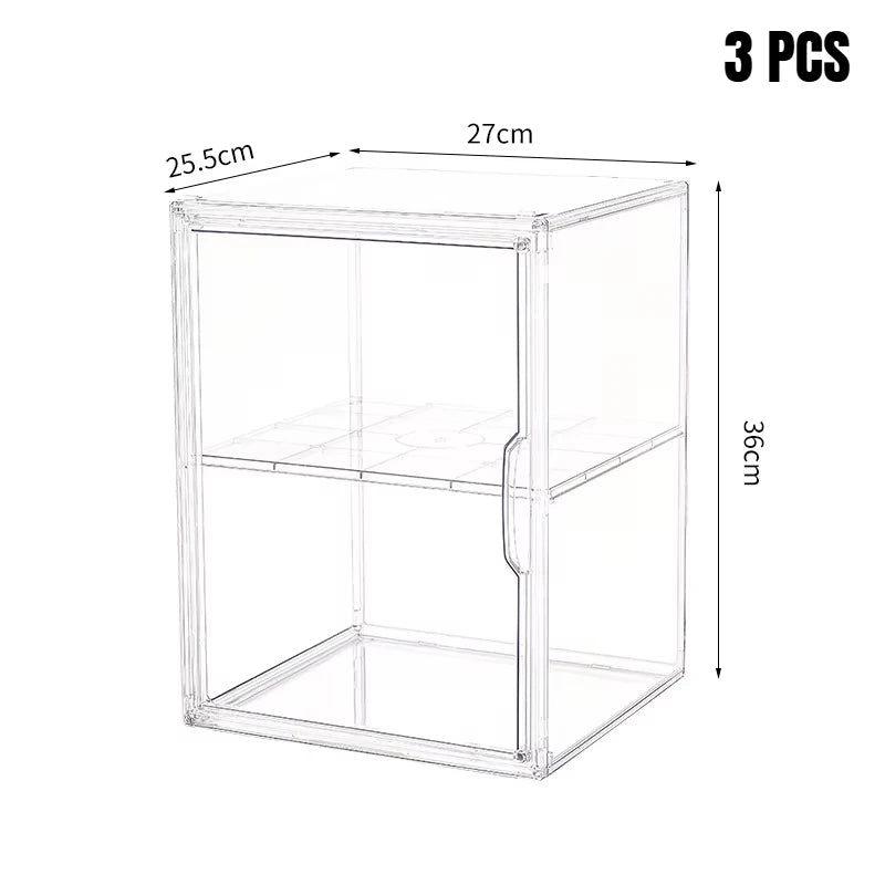 1/2/3/4PCS Acrylic Clear Display Storage Box for Fingures Foldable Display Case for Figurines Dolls Action Figure Organizer box