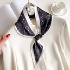 Luxury Brand Horse Print Skinny Neckerchief Scarf For Women Satin Silk Ribbons Bandana Ladies Neck Tie Wrist Wrap Shawl Echarpe