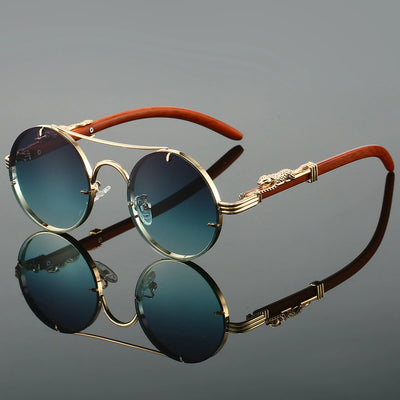 Vintage Round Double Bridge Sunglasses Retro Fashion Eyewear