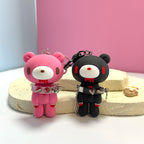 Demon Bear Keychains:Cute Punk Bag Charms with Spiked Collars,Unique Evil Teddy Trinkets,Stylish Collectible Accessories&Gift
