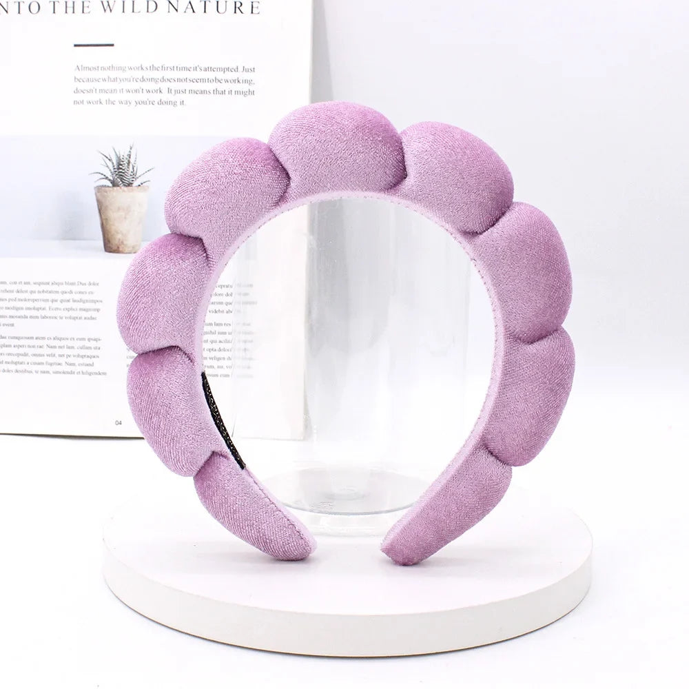 Sponge Spa Headband Velvet Washing Face Wide Padded Headband Skin Care Makeup Removal Shower for Women Girls Hair Accessories