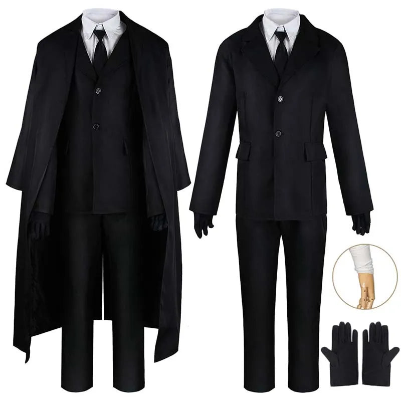 Homchee Trends COS Dazai Cosplay Costume Black Trench Jacket Dazai Outfits Uniform Halloween Kostum For Anime Comic Con