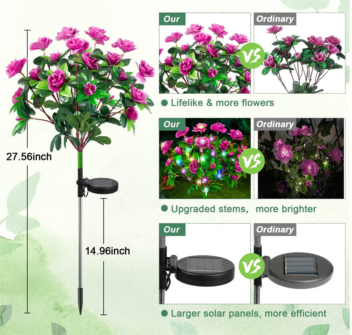 New LED Waterproof Solar Azalea Flowers Lights Outdoor Landscape Light for Lawn Patio Garden Path Decorative Lighting Lamp