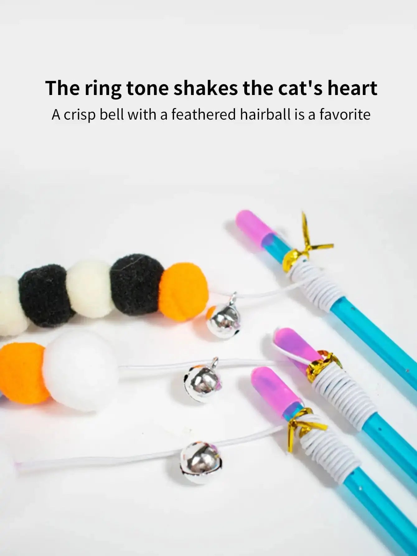 Elastic String Cat Teaser Wand with Faux Fur Bug