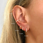 2PCS Stainless Steel Minimal Crystal Zirconia Hoop Earrings Gold Silver Color Small Huggie Cartilage Earring Piercing Jewelry