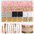 DIY Clay Beads Bracelet Making Kit – Friendship Golden Letter Beads for Jewelry Making, Gifts for Women & Teens