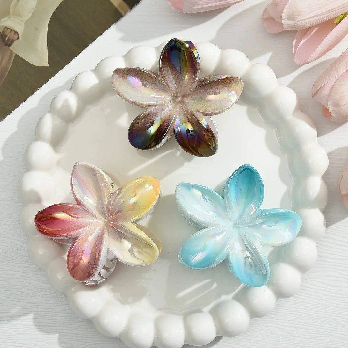 3Pcs/18Pcs Egg Flower Hair Clips Gradient Candy Color Flowers Suitable for Daily Backcombed Ponytail Shark Clip Hair Accessories