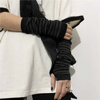 Pink Cartoon Gloves Honey Girls Winter Half Finger Cosplay Glove Anime Accessories EMO Punk Skull Christmas Gift Arm Warmers