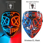 Wireless Neon LED Purge Mask – Glowing Halloween Cosplay Mask