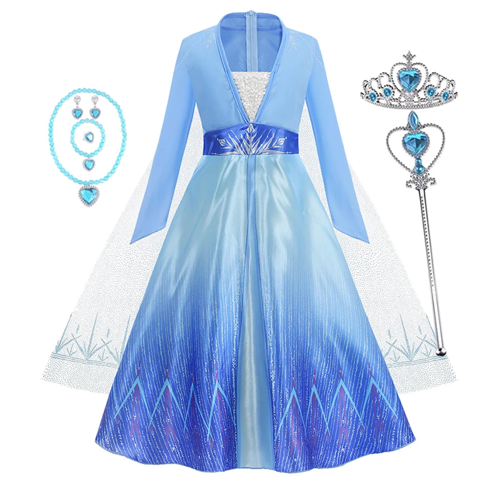 Frozen Elsa Anna Princess Girl Vestidos Costume Kid Dress Disney Snow Queen Halloween Cosplay Birthday Party Dress Up 2-10 Years