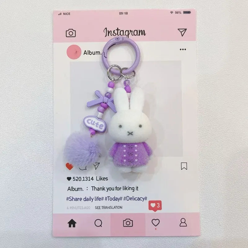 Miffy Cute Creative Fashion Plush Keychain Portable Decorative Rabbit Pendant Anime Bag Kawaii Suitable for Men and Women Gifts