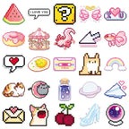50Pcs Cute Pixel Game Stickers Kawaii Girls Cat DIY Stickers Scrapbooking Phone Luggage Skateboard Waterproof Decals