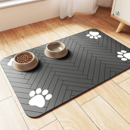 Pet Feeding Mat-Absorbent Pet Placemat for Food and Water Bowl, with Waterproof Rubber Backing, Quick Dry Water Mat for Dog Cat - WTN Essentials 