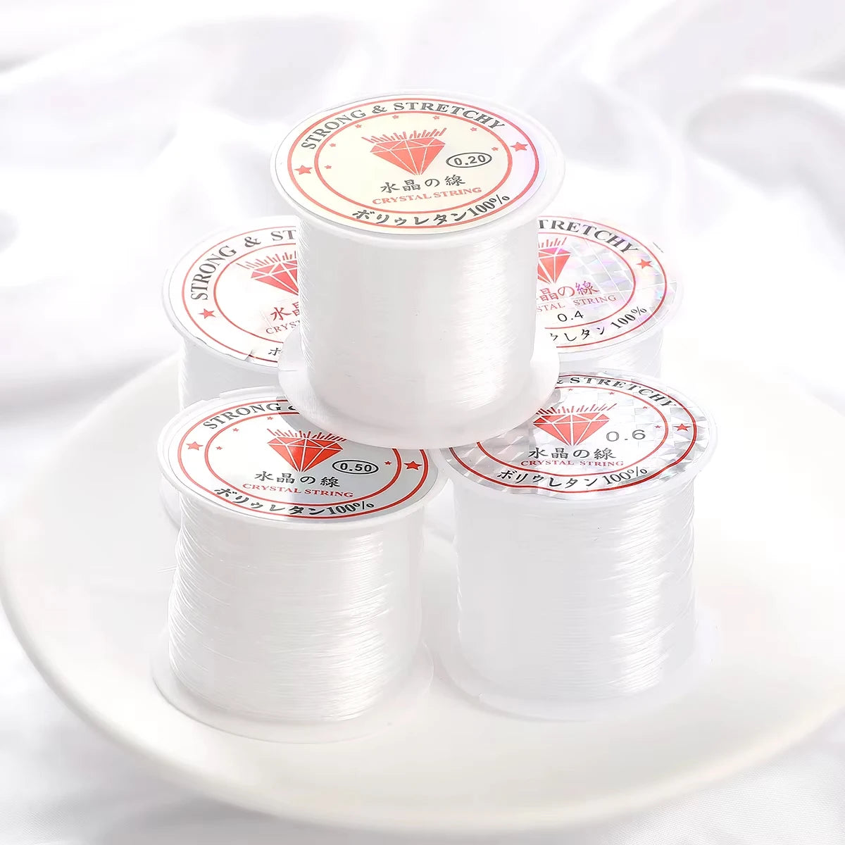 0.2-0.8mm Clear Nylon Beading Line Non Elastic Invisible Jewelry String for DIY Bracelet Necklace Jewelry Making 8-100m/Roll