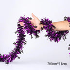 2m Halloween Tinsel Garland with Pumpkin Spider Bat Shiny Metallic Twist Garland for Home Tree Indoor Outdoor Party Decorations