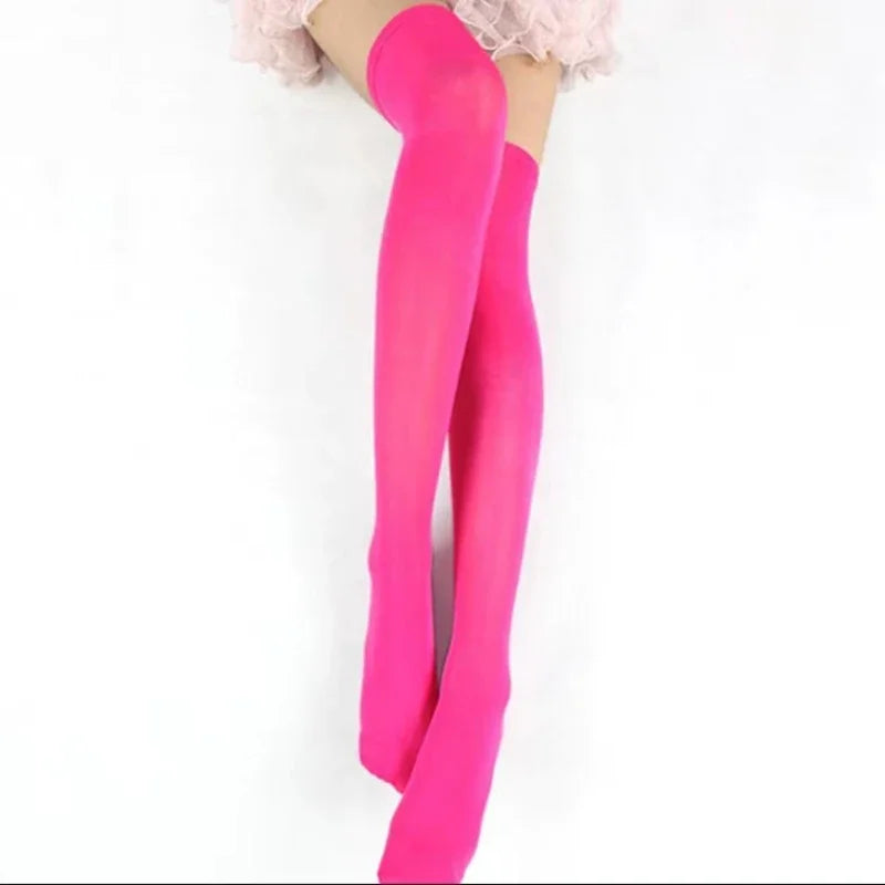 Sexy Black White Soild Color Long Socks Women Over Knee Thigh High Over The Knee Stockings Lolita Ladies Girls Warm Knee Socks