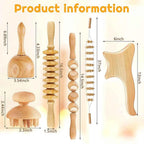6 In 1 Wood Therapy Massage Tool Lymphatic Drainage Massager Anti Cellulite Fascia Massage Roller for Full Body Muscle relaxatio