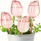 Pink tulip plant watering balls, suitable for indoor and outdoor plants, automatic plant drippers, and automatic watering