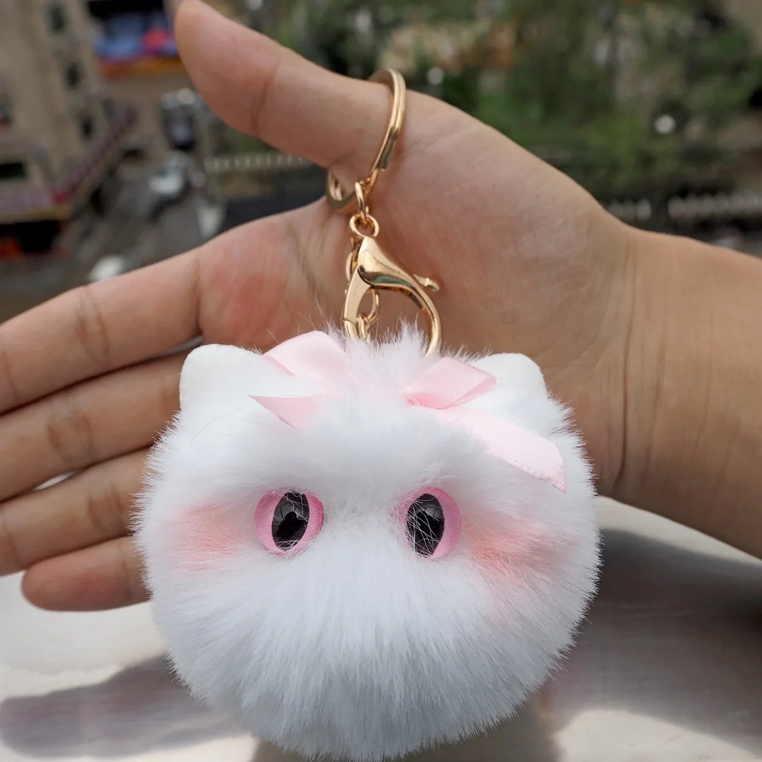 Blush Cat Ball Plush Keychain Cute Cat Bag Charm