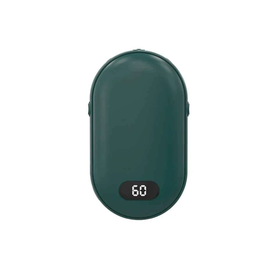 Double-sided heating with two temperature settings, this pocket hand warmer can be recharged
