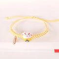 Simple Ceramic Lucky Cat Braided Bracelet for Women Cute Animal Kitten Hand-woven Adjustable Bangles Party Harajuku Jewelry Gift