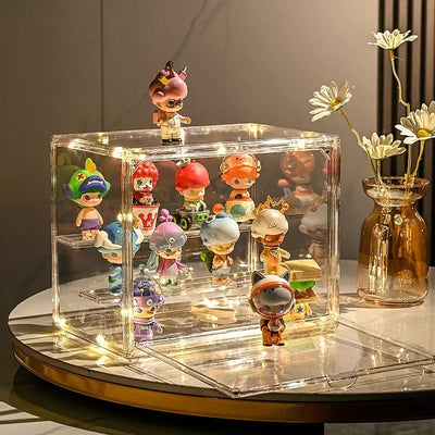 1/2/3/4PCS Acrylic Clear Display Storage Box for Fingures Foldable Display Case for Figurines Dolls Action Figure Organizer box