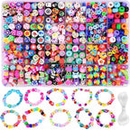 15-28Grids Polymer Clay Beads Set Letter Imitation Pearl Beads Kit Soft Pottery Beads Gift Box for DIY Craft Jewelry Making