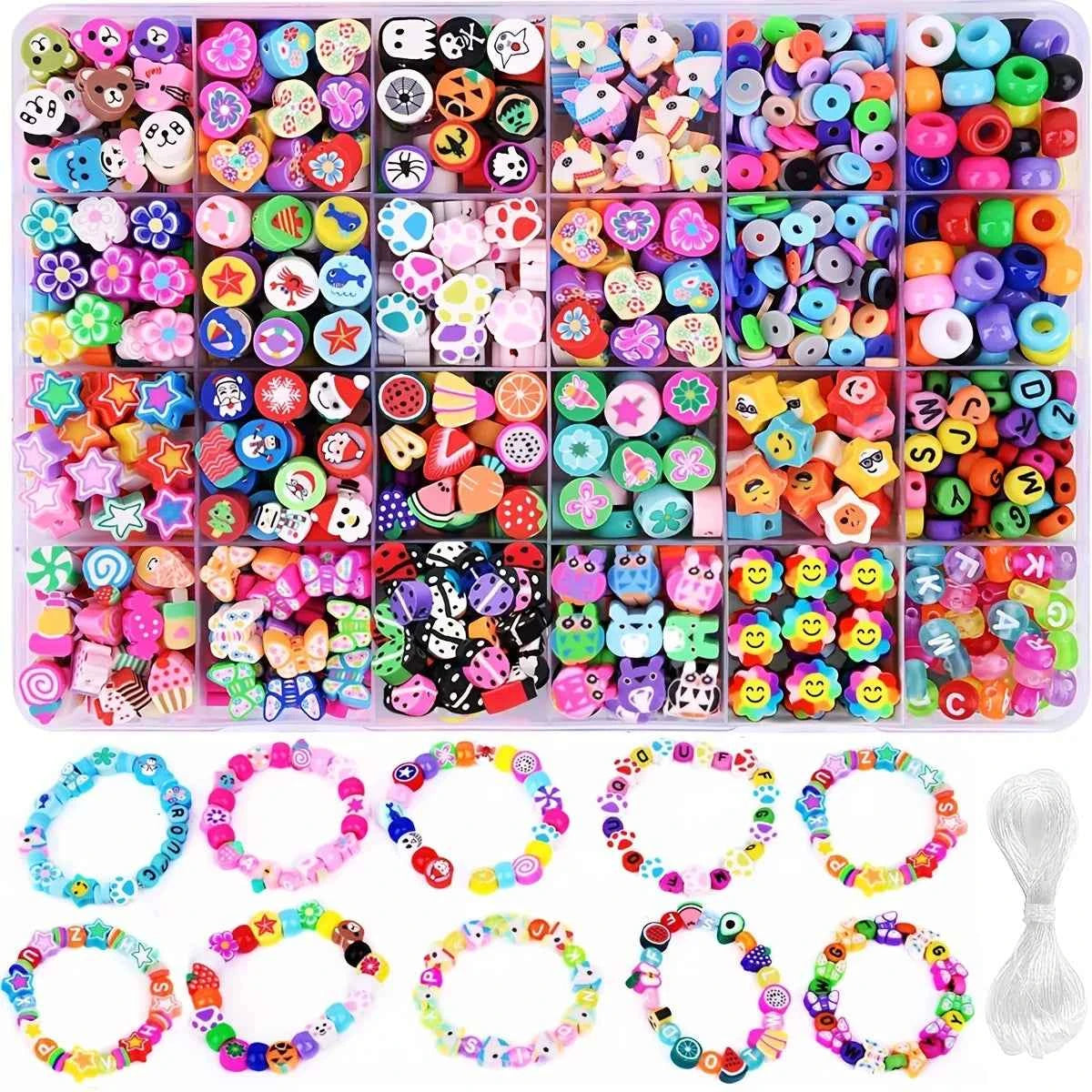15-28Grids Polymer Clay Beads Set Letter Imitation Pearl Beads Kit Soft Pottery Beads Gift Box for DIY Craft Jewelry Making