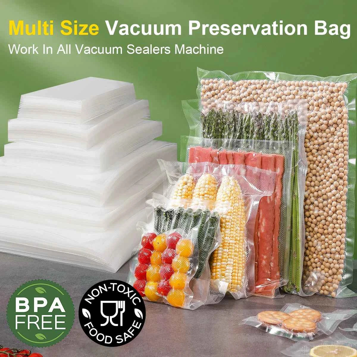 100pcs/lot Kitchen Vacuum Bags for Food Vacuum Sealer Packing Machine Food Storage Bag BPA-Free Kitchen Accessories