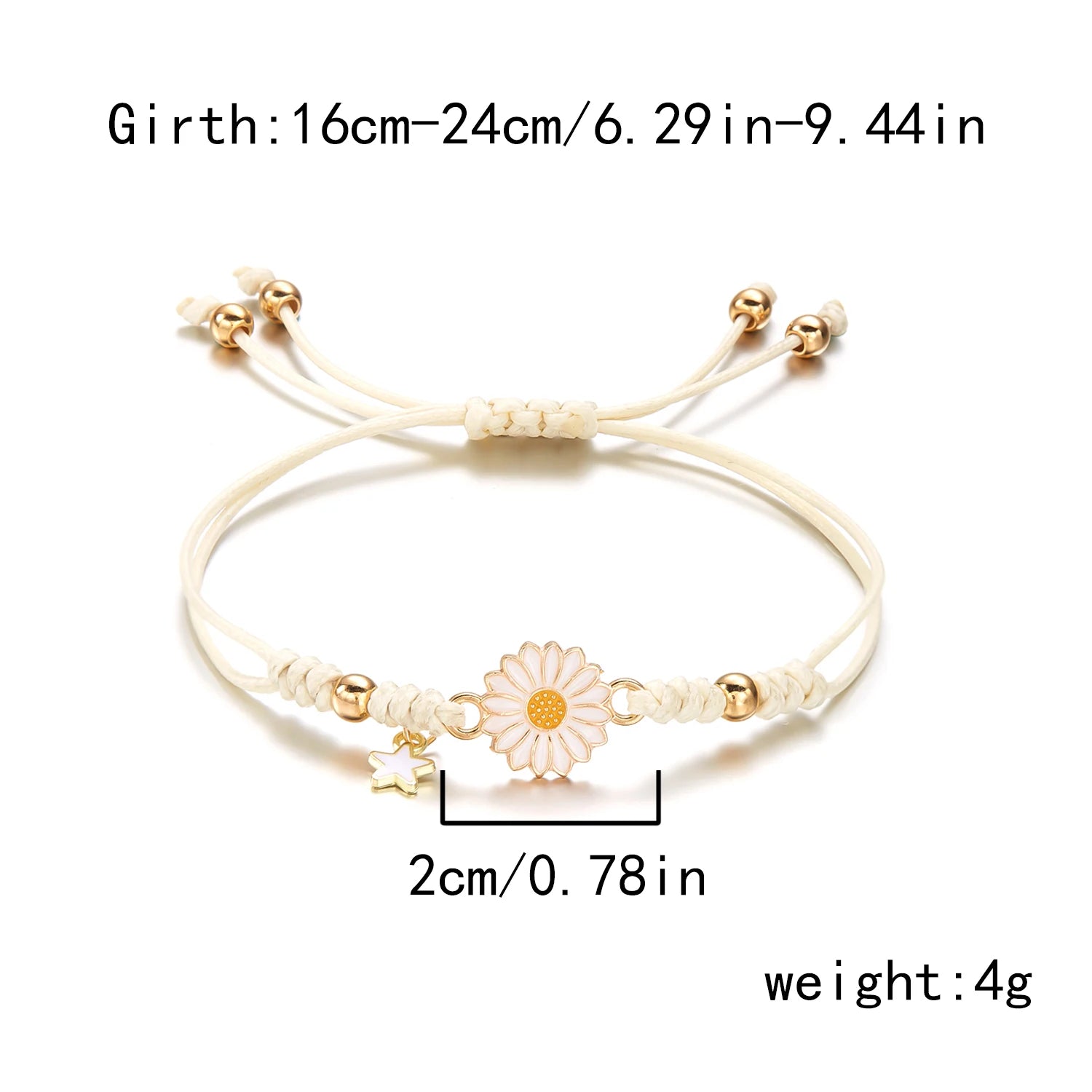 Simple Sunflower Bracelets for Women Handmade Braided Fashion Colorful Daisy Adjustable Bangle Friendship Good Luck Jewelry Gift