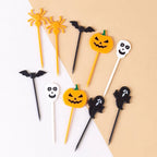 Halloween Ghost Bat Spider Cupcake Toppers – Spooky Party Picks
