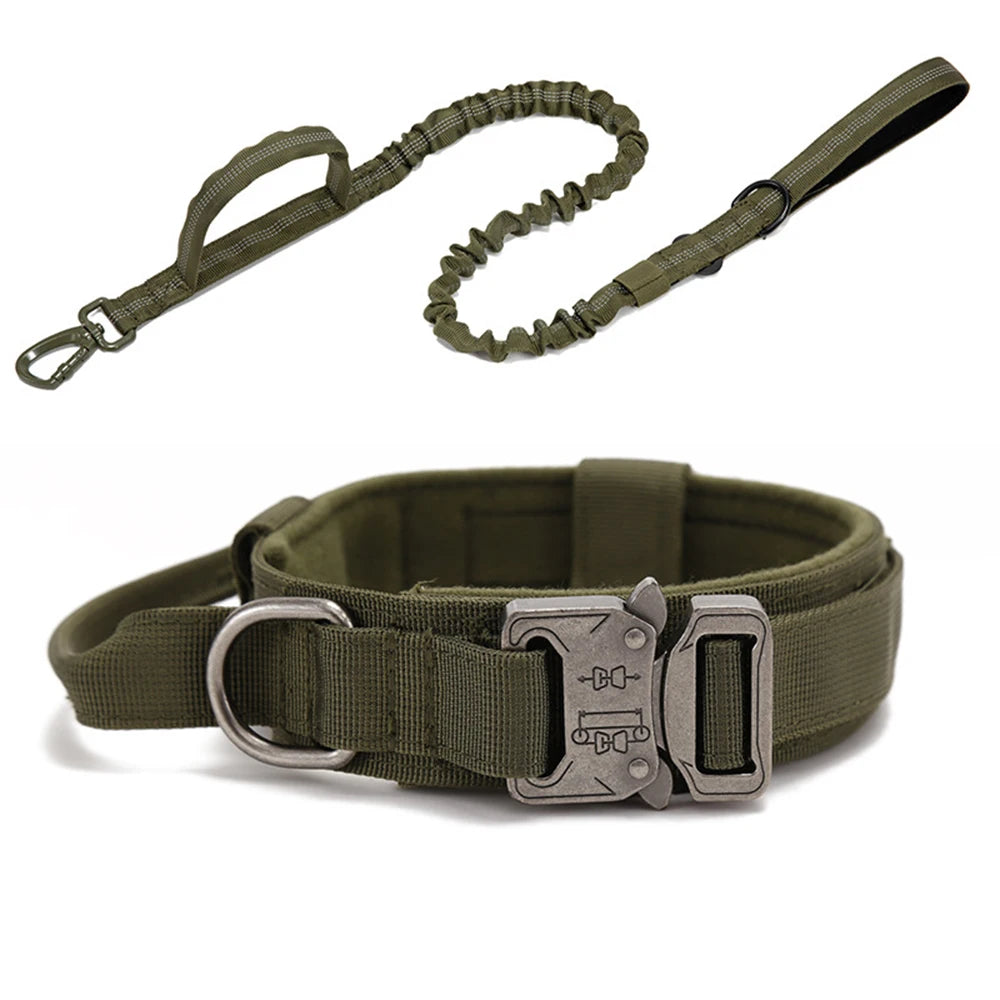 Pet Dog Collar Leash Set Nylon Material Durable Dog Collar Reflective Leash Pet Tactical Training Dog Collar Large Dog Leash Set - WTN Essentials 