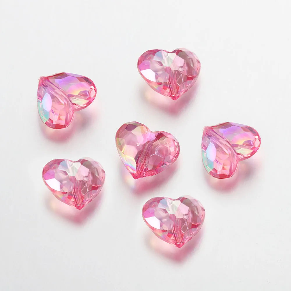 20pcs Acrylic Heart Beads Transparent Loose Spacer Beads for DIY Jewelry Making Pendants Neaklace Bracelet Needlework Material