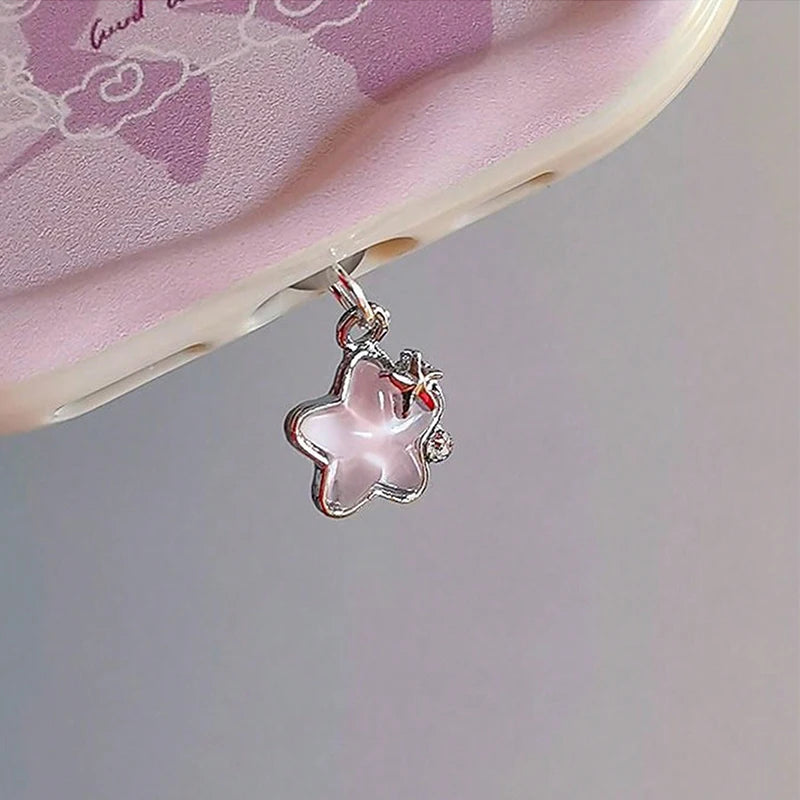 Diamond Star Dust Plug Charm Fashion Ladies Charge Port Plug For iPhone Type C Micro USB Dust Protection Cap Phone Pendant Gift