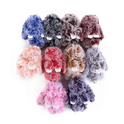 Fluffy Bunny Plush Keychain Cute Rabbit Bag Charm
