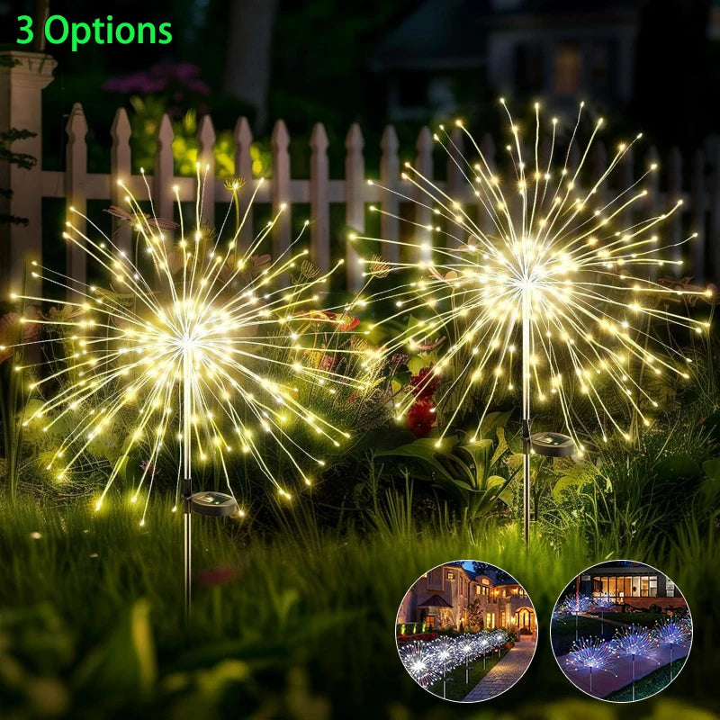 Solar Lights Outdoor Decorative Copper Wire 200 LED Firework Light Waterproof DIY Decorating Yard Garden Patio - Gardening Gifts
