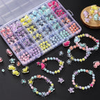 24-Grid Acrylic Beads Kit – Heart, Star & Flower Spacer Beads for Bracelets, Keychains & Jewelry Making