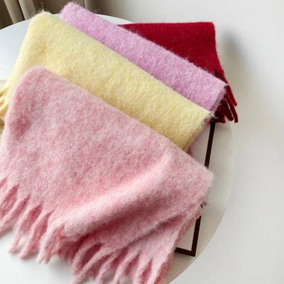 Pink Scarf Lady Autumn Winter Solid Simple Muffler Women Men Wool Blend Versatile Multi-color Soft Thermal Shawl Female Male