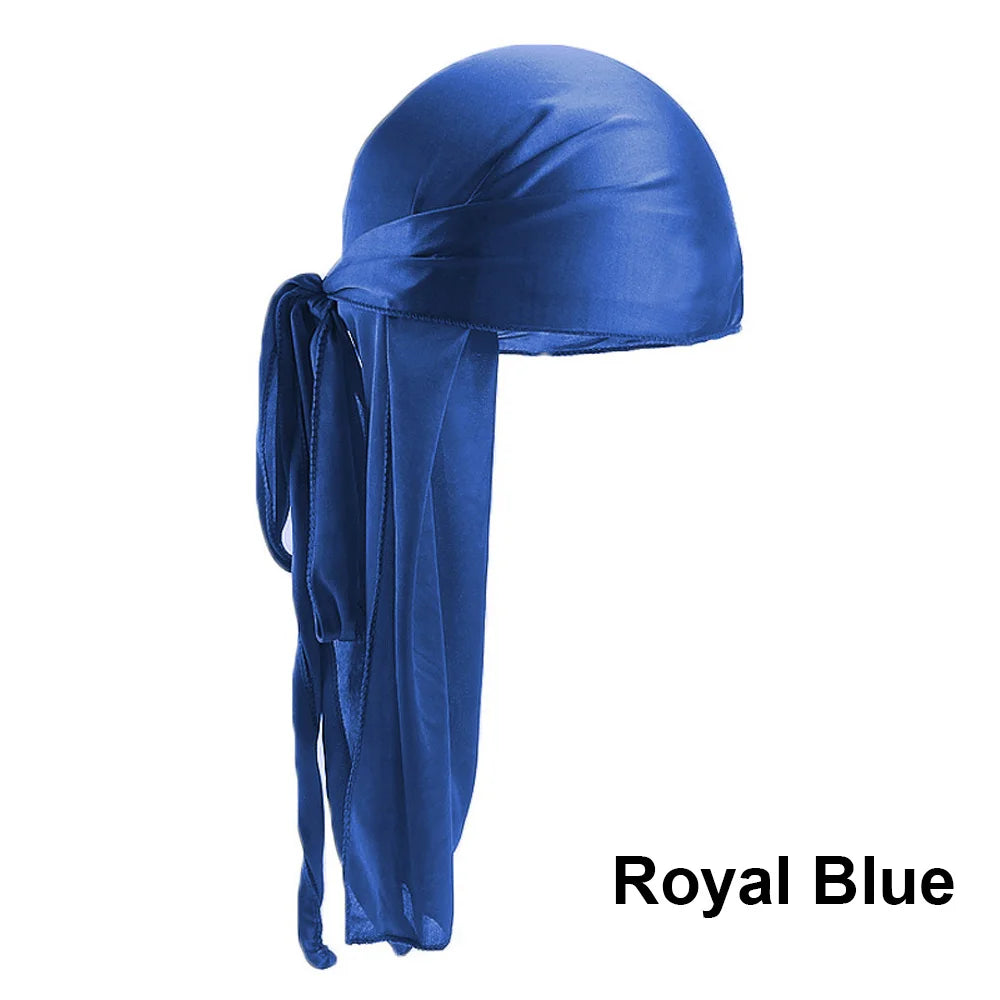 Unisex Adult Satin Long Tail Doo Rag Durag Bandanas Cap Pirate Hat Turban Men Hip Hop Headband Biker Headwrap Women Headwear