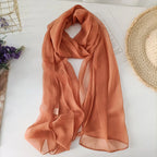 Women Foulard Gradient Solid Color Chiffon Georgette Scarf Bandana Elegant Long Shawl Hijab Summer Sun Protection