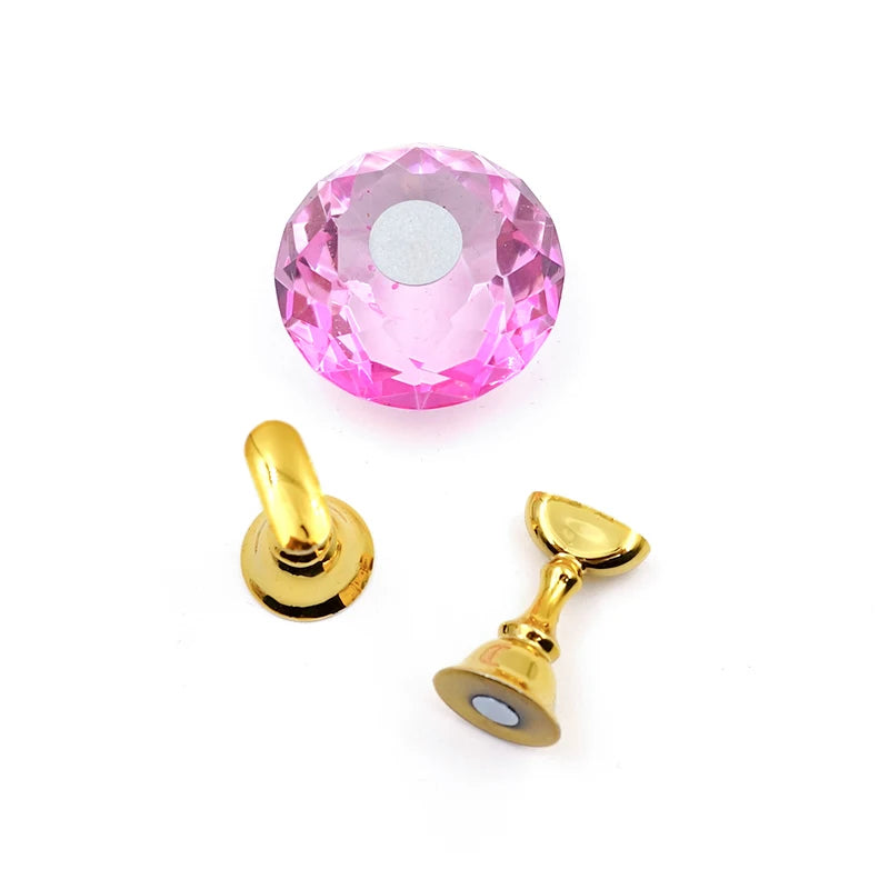 1Set Magnetic Nail Holder Practice Display Stand Nail Polish Acrylic Crystal Showing Shelf Nail Art Tool