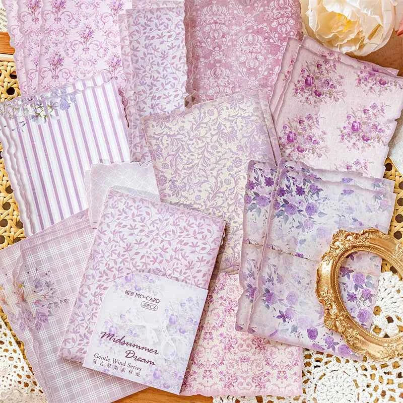 30Pcs/Pack Gentle Wind Series Scrapbooking Decorative Paper Material Perfect for Collage Journaling Craft Diy Supplies