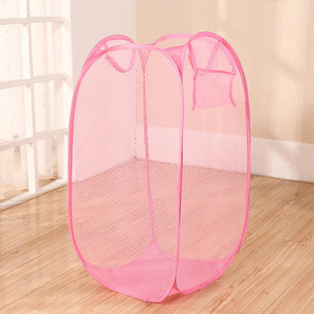 Mesh breathable laundry basket, foldable large size 40 * 40 * 70 miscellaneous laundry basket, simple and large capacity miscell