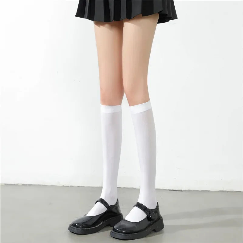 Ultrathin Women‘s Silk Stockings Nylon for Ladies Black White Summer Autumn Winter Socks Girls Skinny Legs Over the Knee Thigh