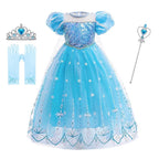 Children Snow Queen Costume Kids Elsa Cosplay Performance Sequins Disguise Girls Princess Party Elegant Fantasy Halloween Dress