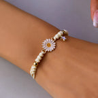 Simple Sunflower Bracelets for Women Handmade Braided Fashion Colorful Daisy Adjustable Bangle Friendship Good Luck Jewelry Gift