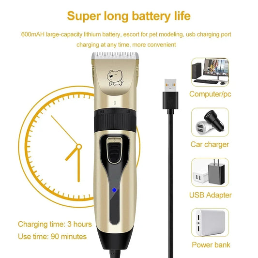 Dog Professional Hair Clipper Electrical Grooming Trimmer for Pets USB Rechargeable Cat Shaver Animals Haircut Machine - WTN Essentials 