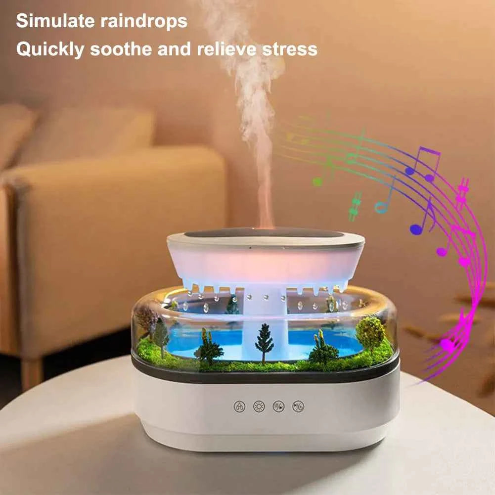 Rain Clouds Aroma Diffuser Zen Raindrops Air Humidifier Essential Oil Diffuser USB Desktop Ultrasonic Sprayer With 7 Night Light